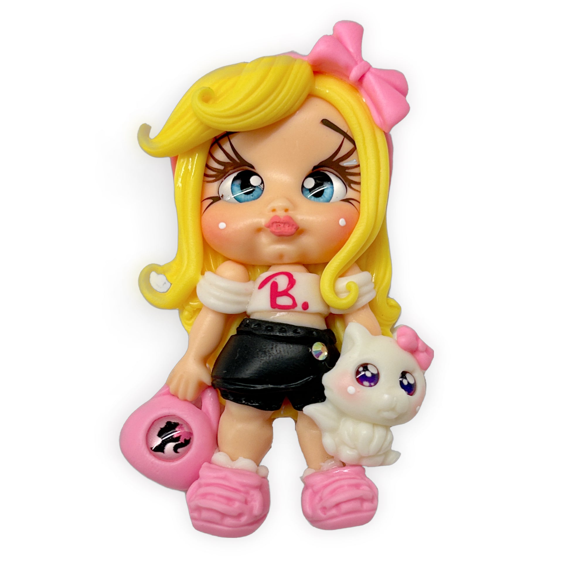 All Things Pink Girl with Bag Clay Embellishments