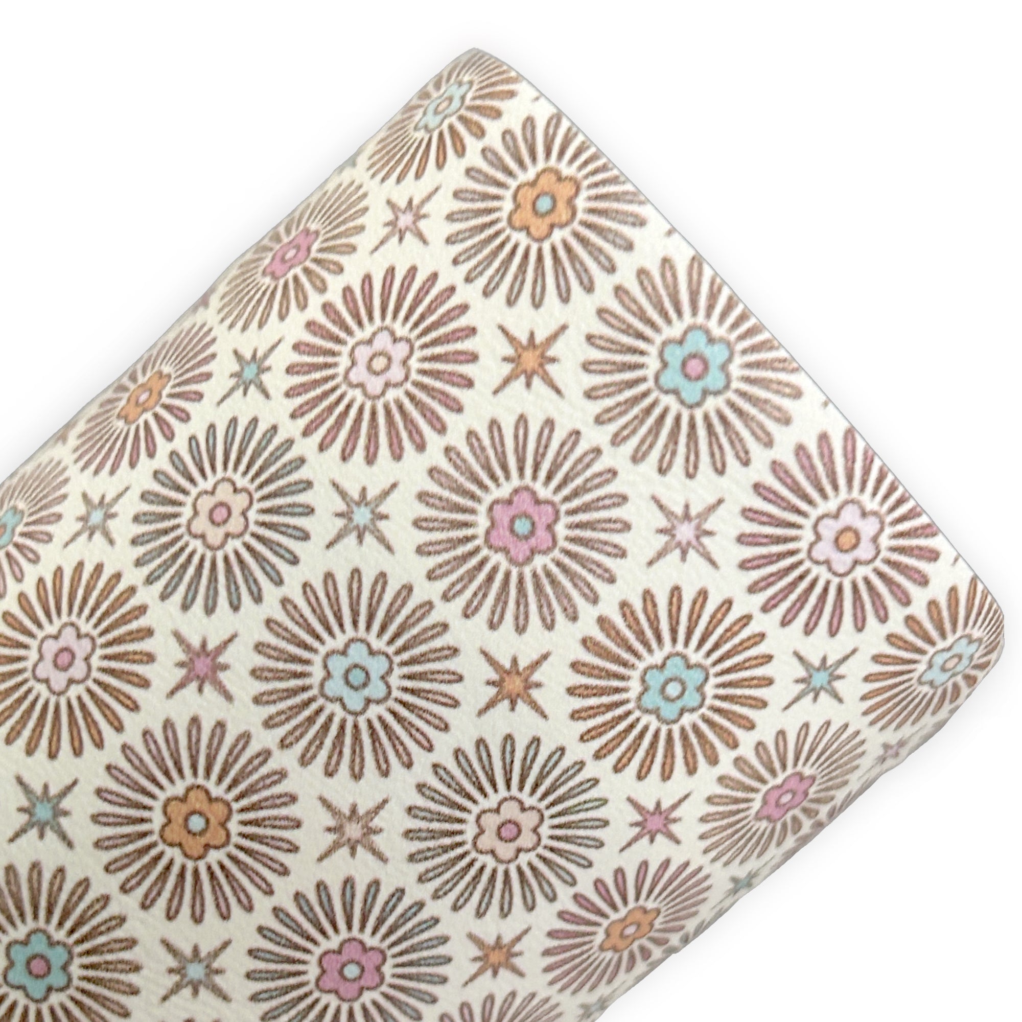 Retro Florals Printed Faux Leather Sheets