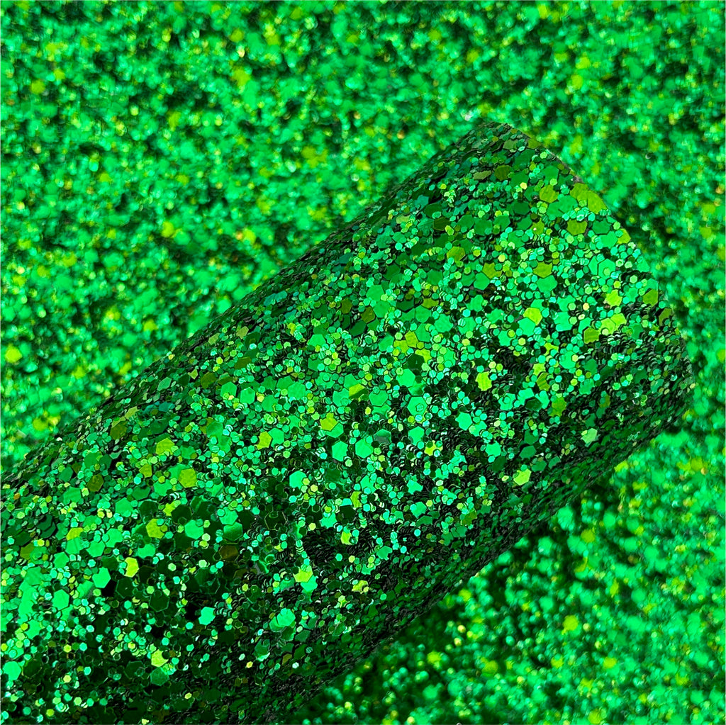 Dark Green Classic Chunky Glitter Leather Sheets
