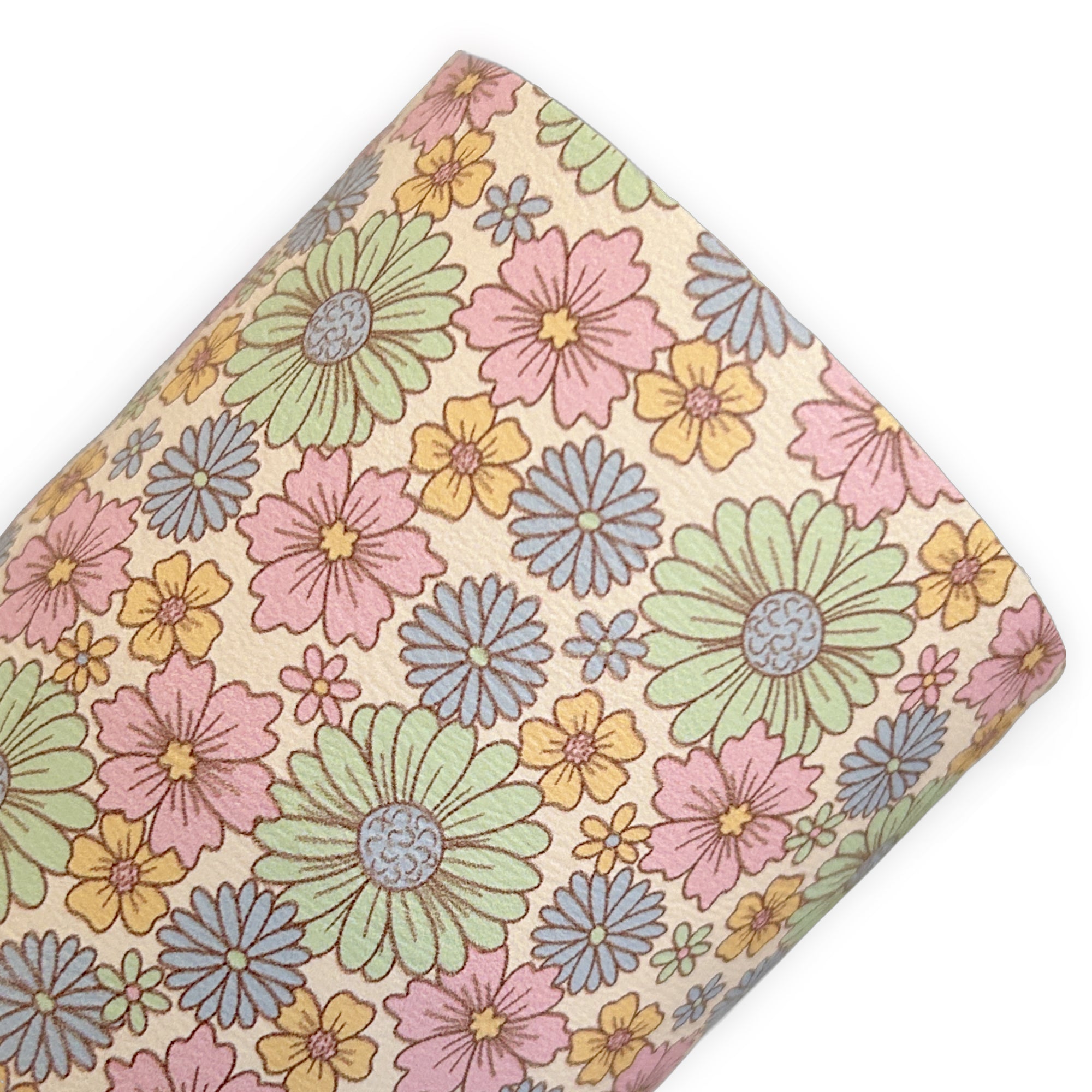 Retro Pastel Floral Printed Faux Leather Sheets