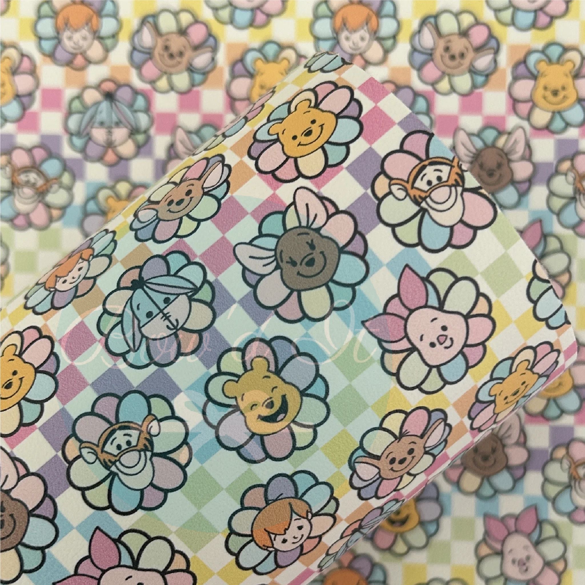 Bear Friends Floral Printed Faux Leather Sheets