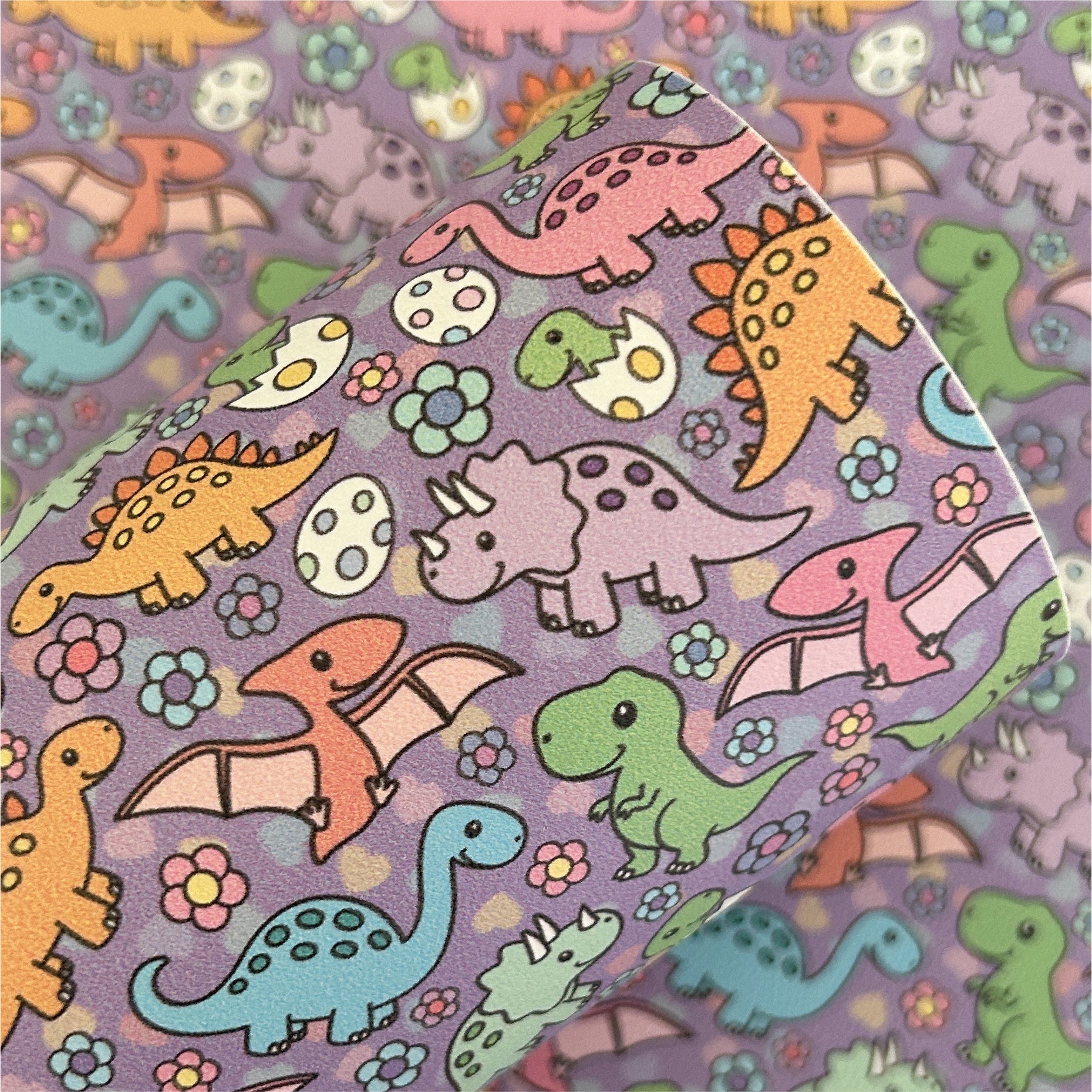 A-RAWR-ABLE Dinosaur Purple Printed Faux Leather Sheets