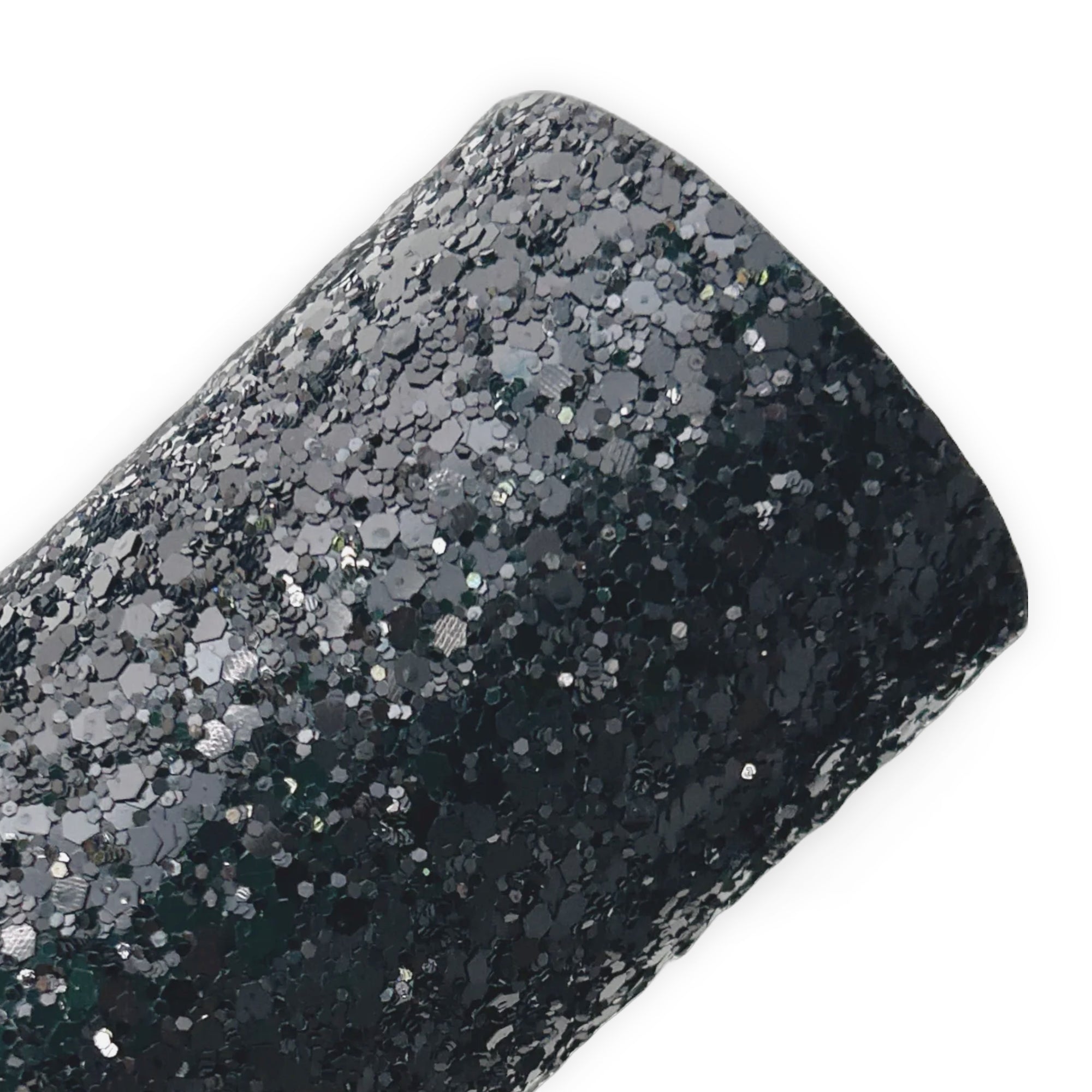 Black Classic Chunky Glitter Faux Leather Sheet – Ideal for Crafting Hair Bows, Keychains & Accessories