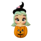 Halloween Witch with Pumpkin Clay Embellishment