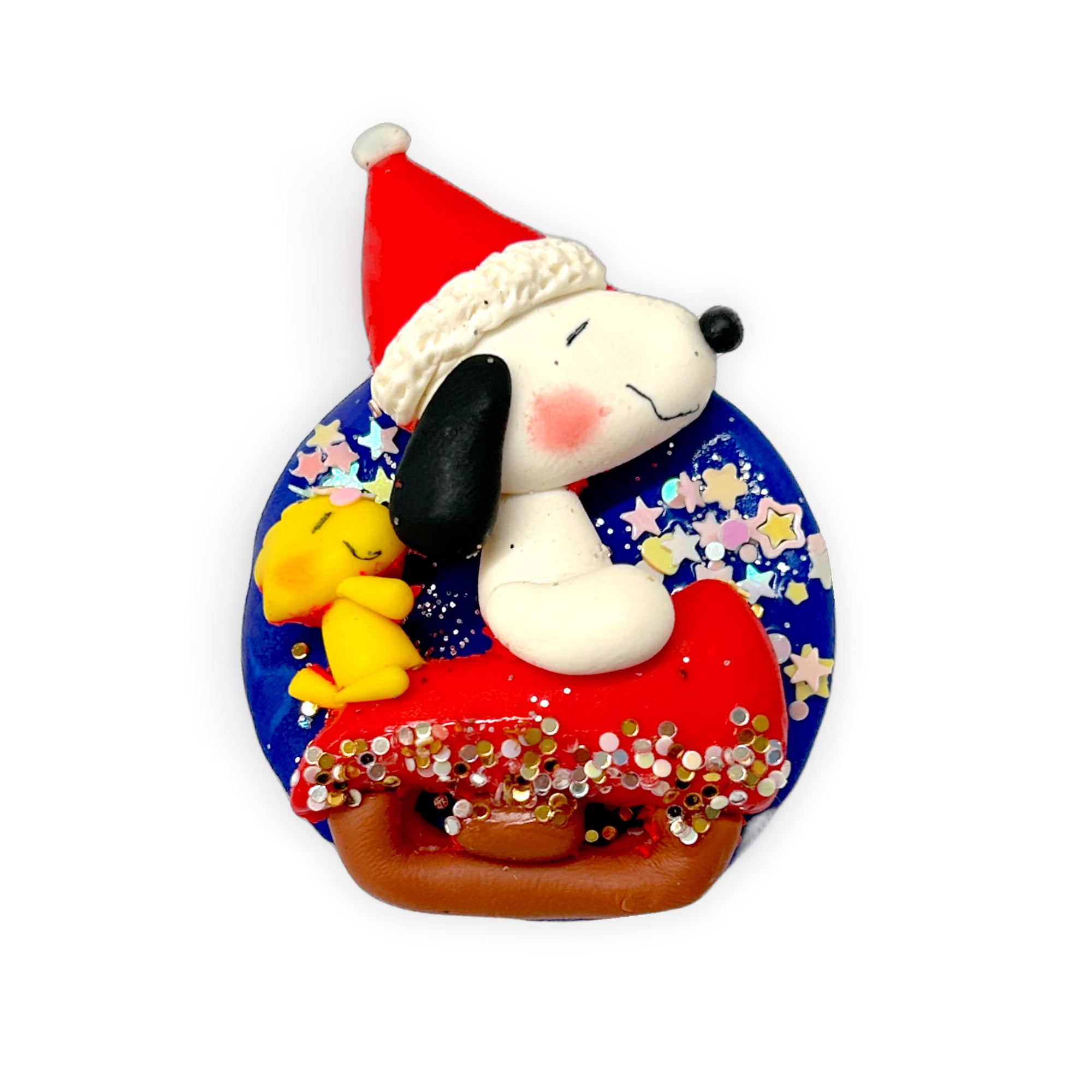 Peanuts Christmas Sleigh Cameo Clay Embellishment