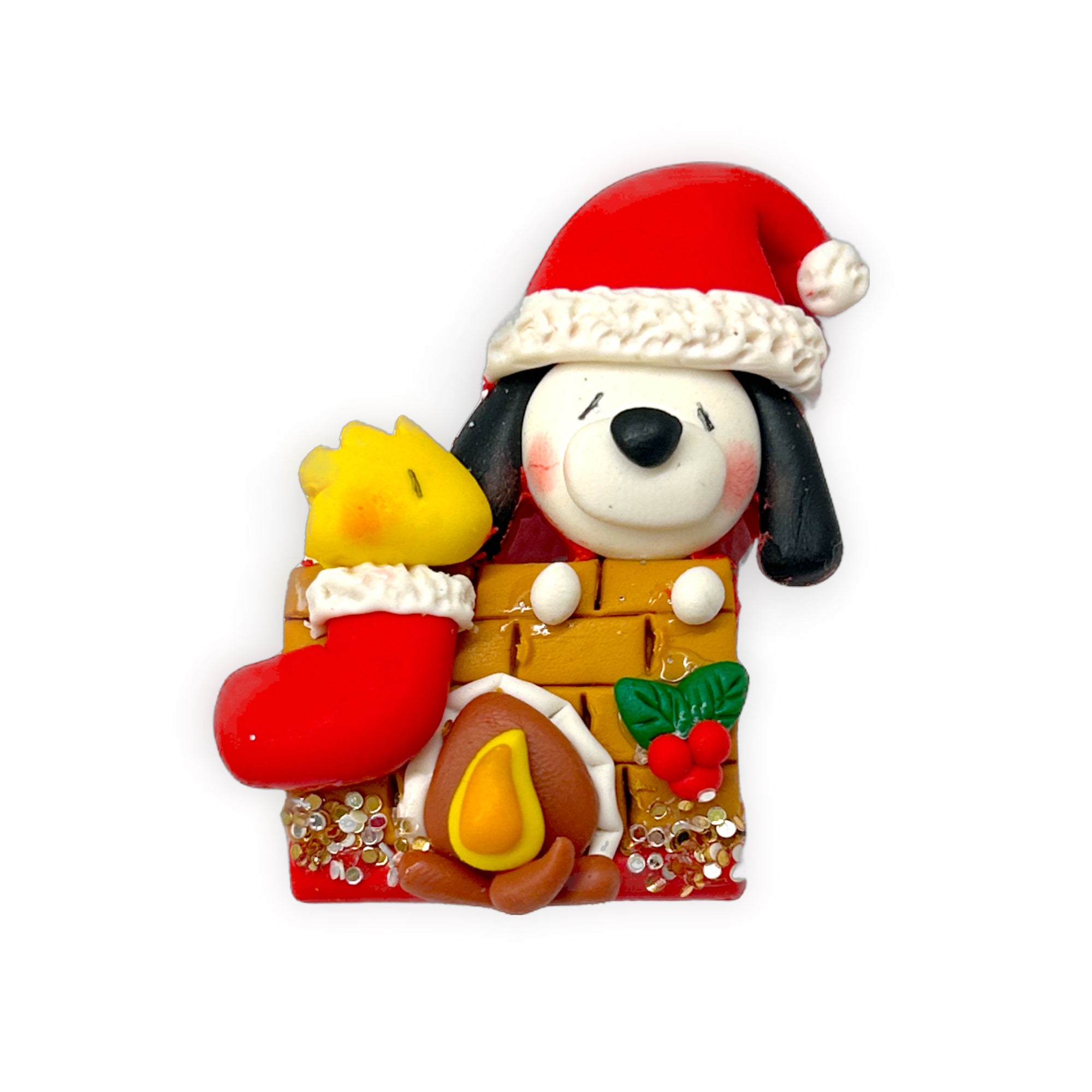 Peanuts Chimney Christmas Cameo Clay Embellishment