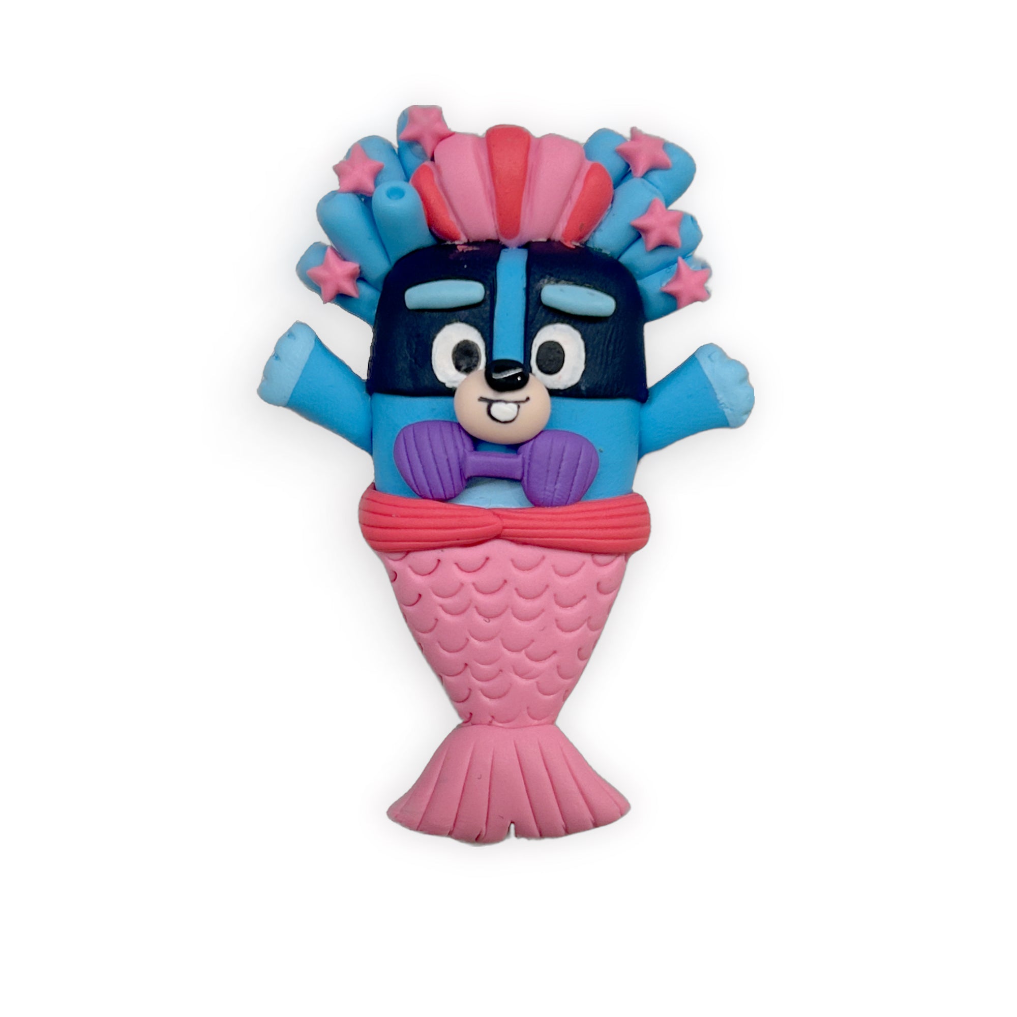 Blue Pup Mermaid Clay Embellishment