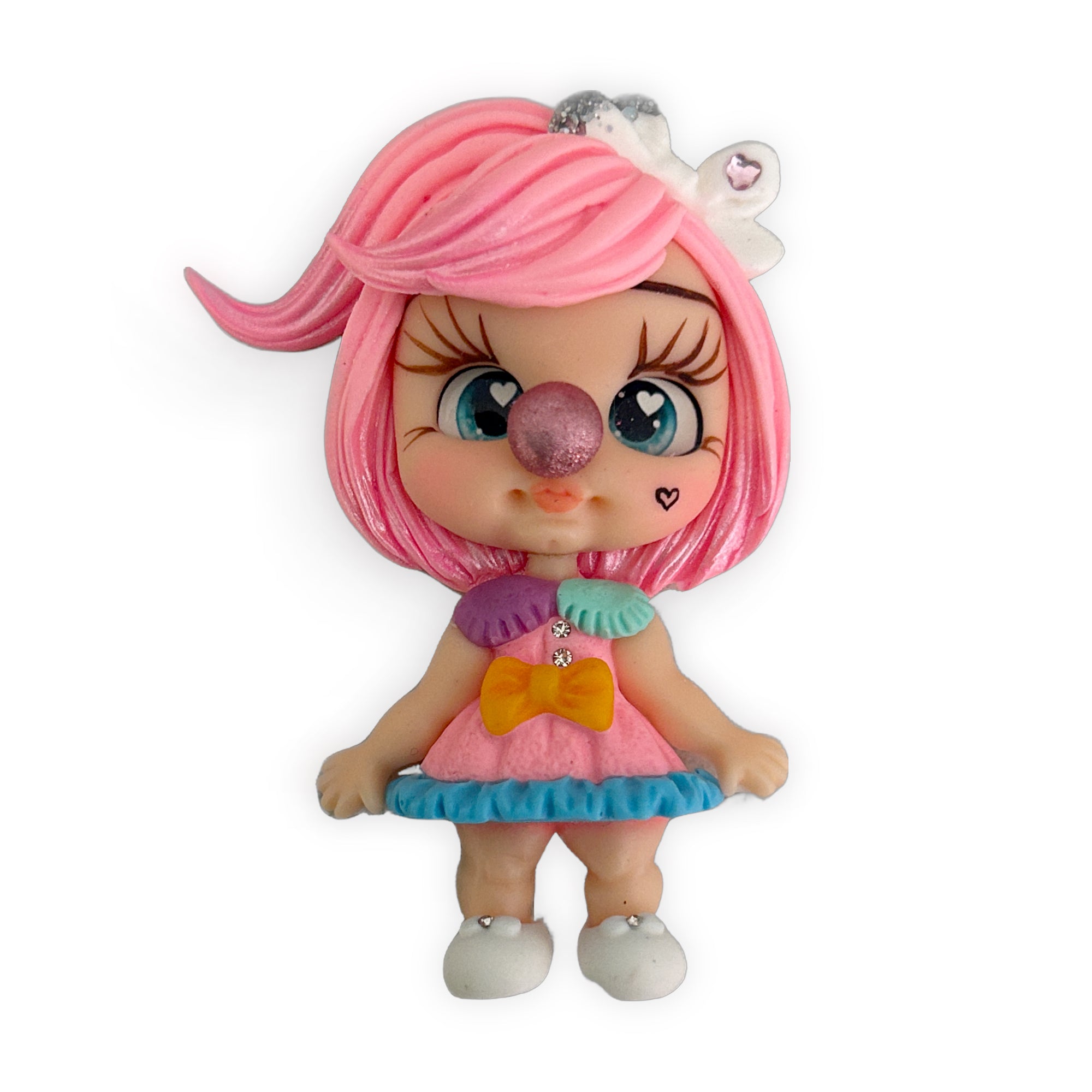 Pink Clown Girl Clay Embellishment