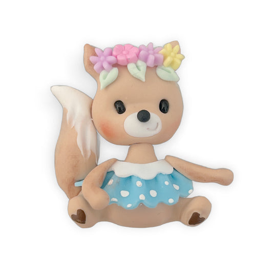 Floral Fox Animal Clay Embellishment