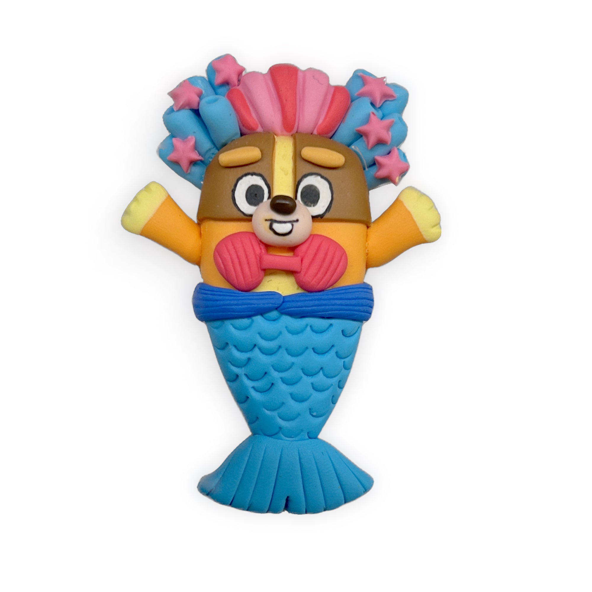Orange Pup Mermaid Clay Embellishment